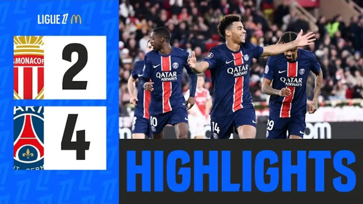 Monaco / PSG résumé vidéo de la victoire de Paris (2 - 4)